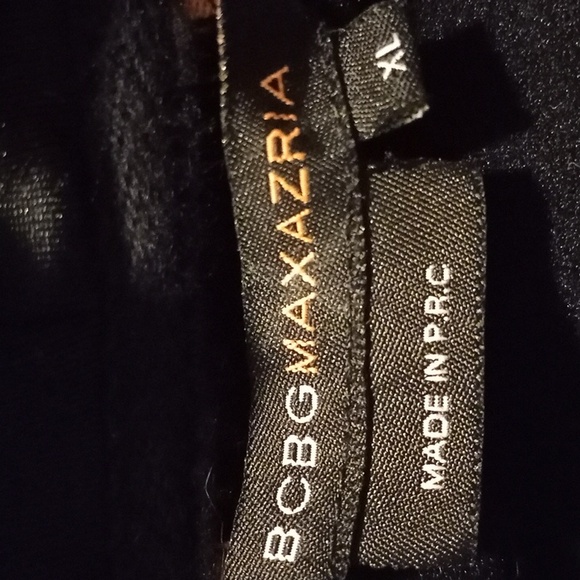 BCBG Hoodie +Black, Silver Bling & logo, ZipUp, B medallion, leather Looking,XL - Picture 3 of 11